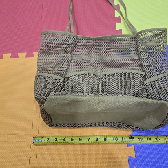 Mesh Beach Bag Tote with 8 Pockets - Large Pool Bag & Sand-Free Toy Organizer - - Picture 10 of 11